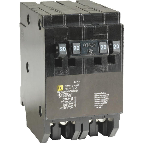 Square D Homeline 20A/20A/20A Double-Pole Standard Trip Quad Tandem Circuit Breaker