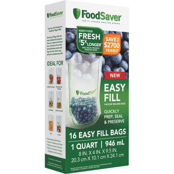 FoodSaver Easy Fill Qt. Vacuum Sealer Bags (16 Count)